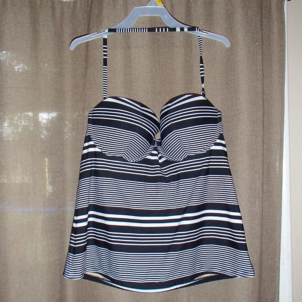 Old Navy, white/black stripe tankini top